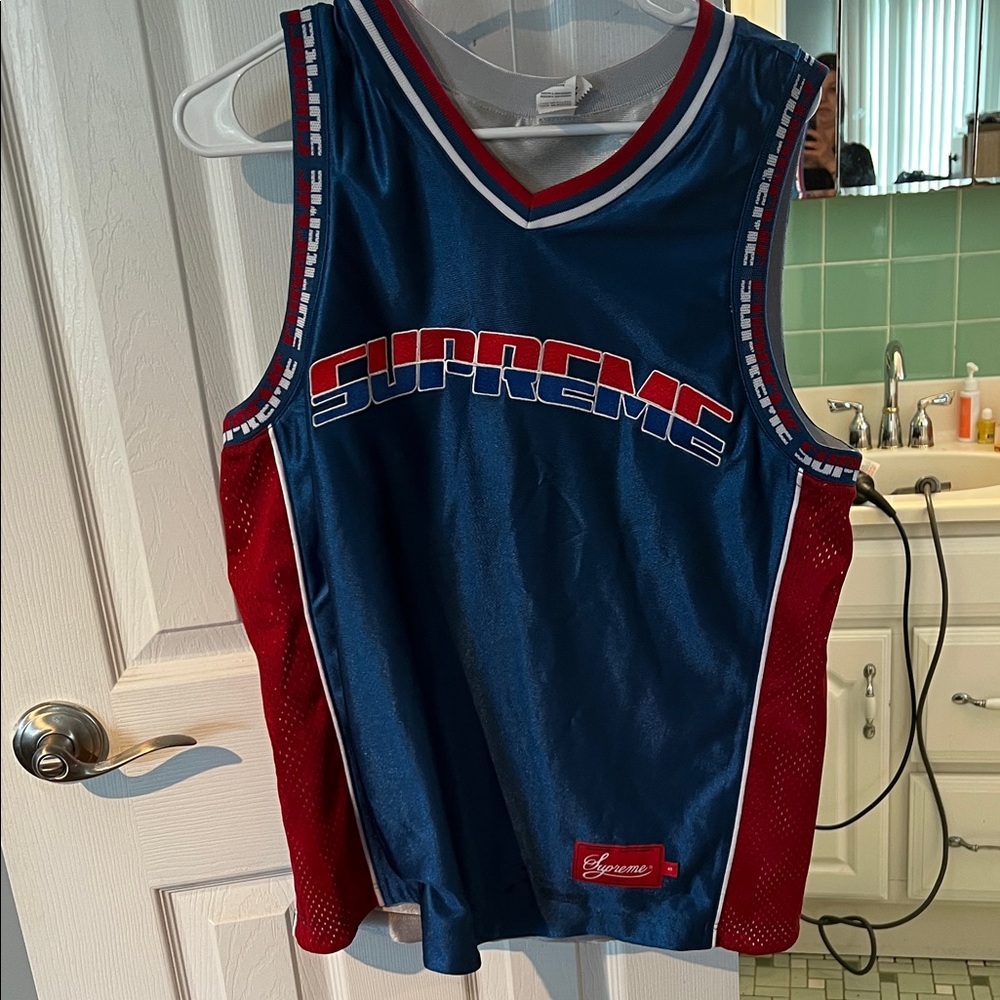 Supreme reversible White and Red and blue and redBasketball Tank Top